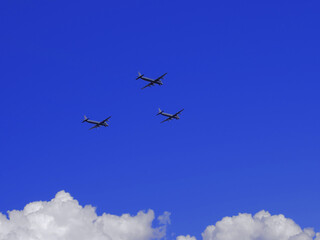 Russian military aircraft on a blue sky background