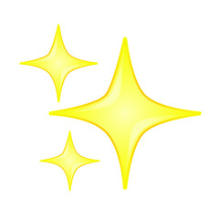 Gold Star Sparkles Emoji Icon Object Symbol Gradient Vector Art Design Cartoon Isolated Background.