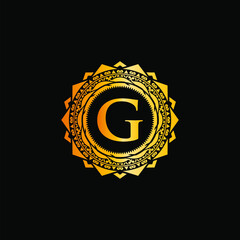G letter luxury royal golden gold logo concept design premium
