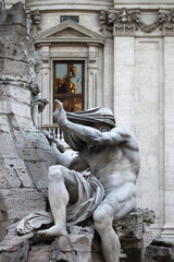 Fountain of the four rivers in Navona square. Rome, Italy