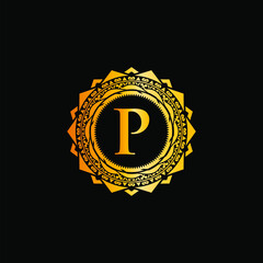 P letter luxury royal golden gold logo concept design premium
