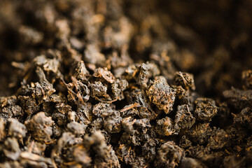 Ivan tea in granules. Tea from fireweed close-up.