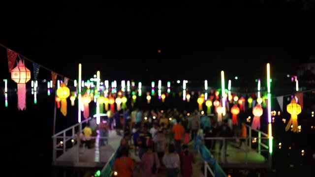Loi Krathong festival in Thailand, pepple travel in this festival near river