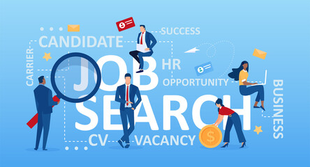 Vector of business people looking for employment positions