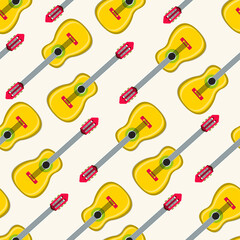 Seamless pattern with guitars, vector illustration.