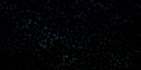 Dark blue, green vector background with bubbles.