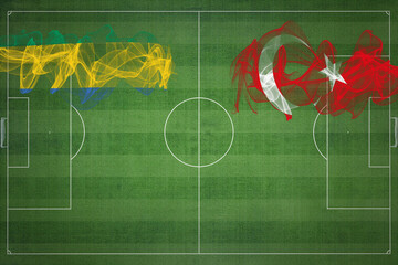 Gabon vs Turkey Soccer Match, national colors, national flags, soccer field, football game, Copy...