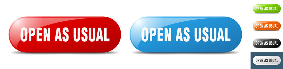 open as usual button. key. sign. push button set