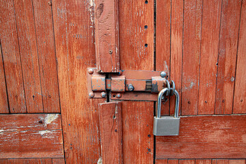 old lock on a wooden door