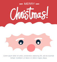 Vector christmas  card with handwritten modern brush lettering. Christmas invitation card with Santa Claus and Hand drawn lettering text. 