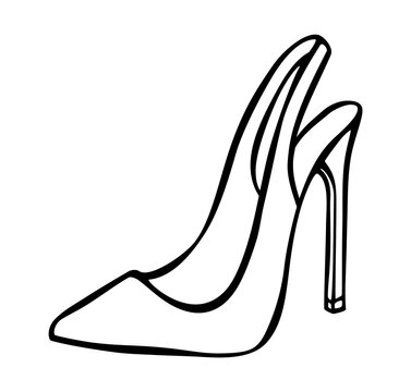 Doodle summer pumps hand drawn in line art style