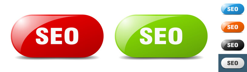 seo button. key. sign. push button set
