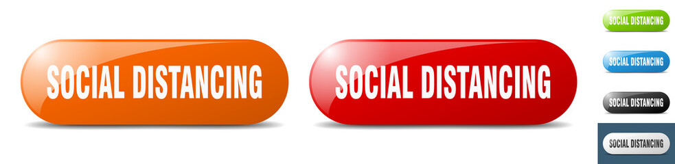 social distancing button. key. sign. push button set