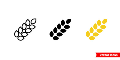Gluten icon of 3 types color, black and white, outline. Isolated vector sign symbol.