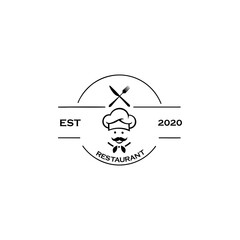 Chef in a cooking hat vector logo. Icon or symbol for design menu restaurant, cooking club, food studio or home cooking.