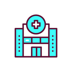 Hospital color line icon. Isolated vector element.