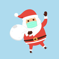 Santa Claus cartoon vector. Santa character design. Face mask.