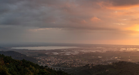Panoramic view of Massaciuccoli lake