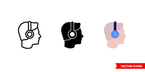 Listen to music icon of 3 types color, black and white, outline. Isolated vector sign symbol.