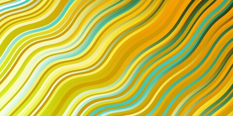 Light Green, Yellow vector background with curved lines.