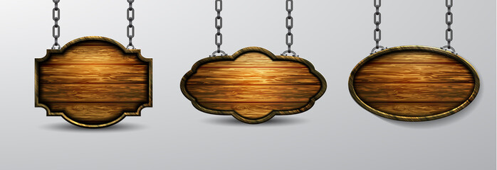 Vector realistic illustration of wooden signboard
