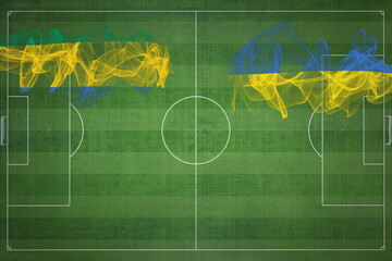 Gabon vs Ukraine Soccer Match, national colors, national flags, soccer field, football game, Copy...