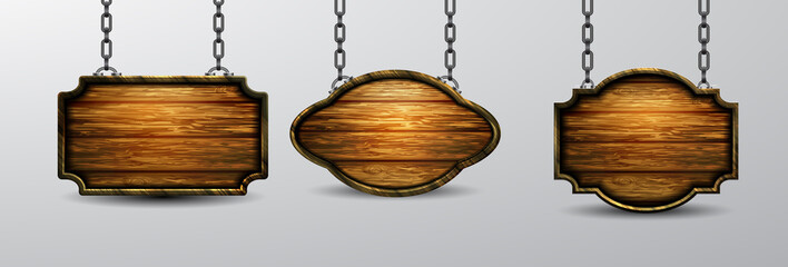Vector realistic illustration of wooden signboard