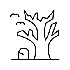 Grave and a scary tree line icon