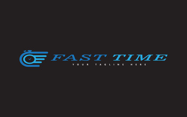 Fast Time logo, Time or Clock icon and speed vector design template element