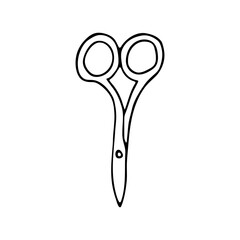 Doodle sewing scissor icon in vector. Hand drawn sewing scissor icon in vector. Scissor doodle illustration in vector.