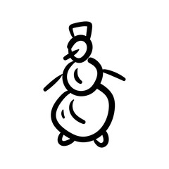 Snowman. Icon, sketch. New Year and Christmas, festive theme.