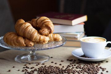cup of coffee and croissant