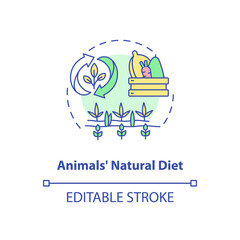 Animals natural diet concept icon. Grow vegetables on farmland. Agriculture industry and agribusiness idea thin line illustration. Vector isolated outline RGB color drawing. Editable stroke