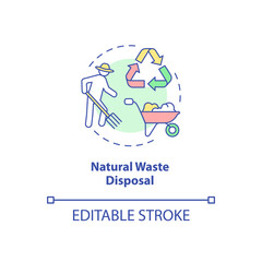 Natural waste disposal concept icon. Farmer collect compost. Dairy industry and cheese production idea thin line illustration. Vector isolated outline RGB color drawing. Editable stroke