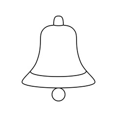 Vector drawing of a bell drawn by lines on a light background.