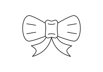 Vector drawing of a festive bow drawn by lines on a light background.
