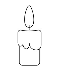 Vector drawing of a burning candle drawn by lines on a light background.