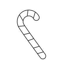 Vector drawing of a Christmas lollipop, a Christmas stick drawn by lines on a light background.