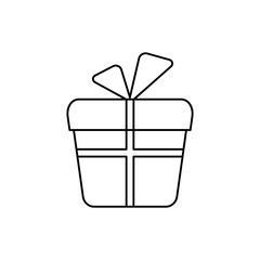 Vector drawing of a gift, gift box drawn with lines on a light background.