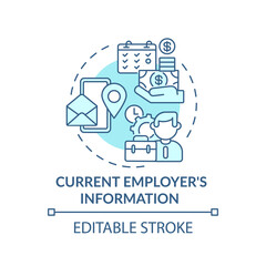 Current employers information concept icon. Disability insurance getting information. Everything about employee idea thin line illustration. Vector isolated outline RGB color drawing. Editable stroke