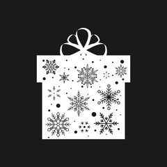 Snowflake Gift Box. Christmas and New Year. Vector illustration. Flat design