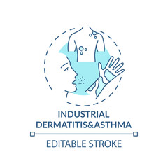 Industrial dermatitis and asthma concept icon. Occupational sickness. Skin problems because of environment idea thin line illustration. Vector isolated outline RGB color drawing. Editable stroke