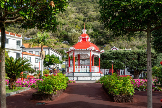 Azores, Island of Sao Jorge, the Jardim da Republica in the town of Velas is a public square