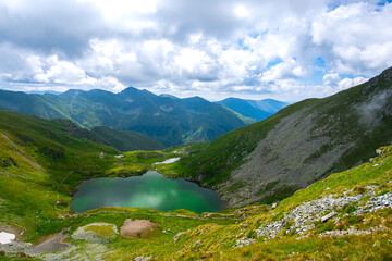 Fototapeta na wymiar Landscape in Fagaras Mountains, Balea Lake, Romania 