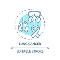 Lung cancer concept icon. Occupational sickness. Dangerous work place with different poison air. Toxic pollution idea thin line illustration. Vector isolated outline RGB color drawing. Editable stroke