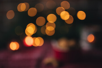 Blurred christmas lights, bokeh of garland