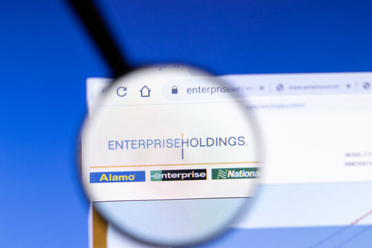 Los Angeles, California, USA - 25 February 2020: Enterprise Holdings Website Homepage Icon. EnterpriseHoldings.com Logo Visible On Display Screen, Illustrative Editorial