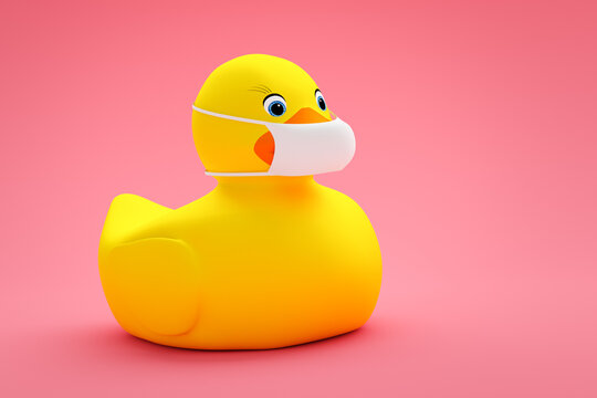toy ducky wearing a mask