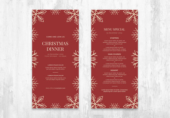 Christmas Menu Flyer Layout with Rustic Snow Illustrations