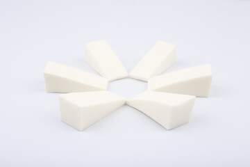 Triangle shape make up sponges isolated on white background